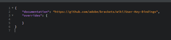 Estrutura do keymap.json do Brackets