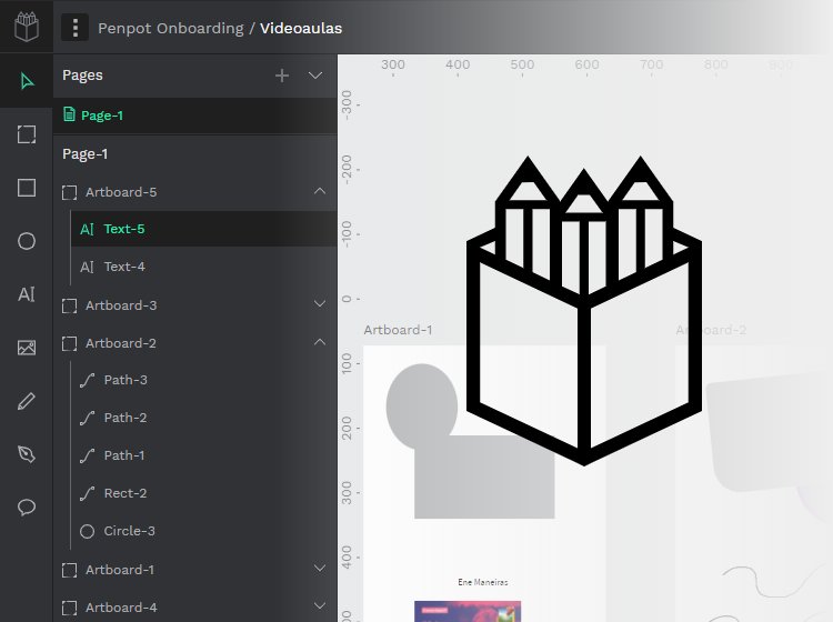 Artboards, camadas e páginas do Penpot