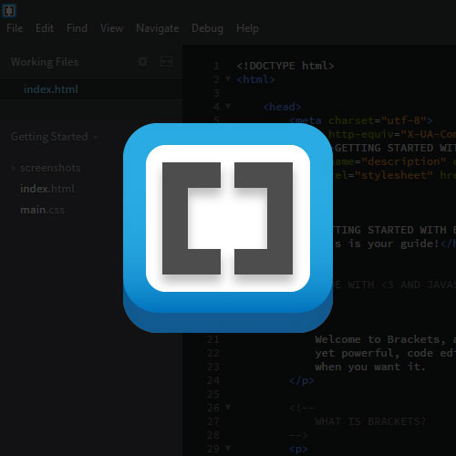 Conheça o editor de código fonte Brackets